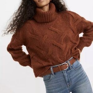 New Madewell Somervell Modern Cable Turtleneck Sweater, size S